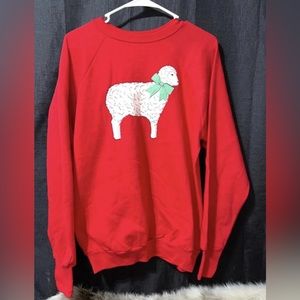 VTG Christmas Sheep Bahumbug Red XL Men Crewneck SIGNAL tag